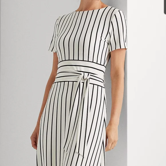 Ralph Lauren | Dresses | Ralph Lauren Black And White Jersey Midi Dress |  Poshmark